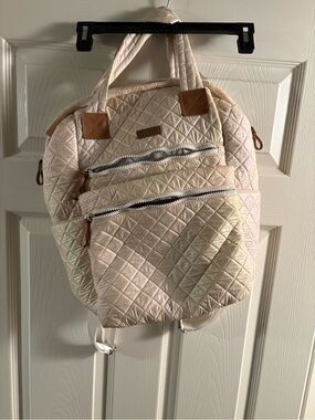 Bodhi Quilted Cream Medium Backpack Tote